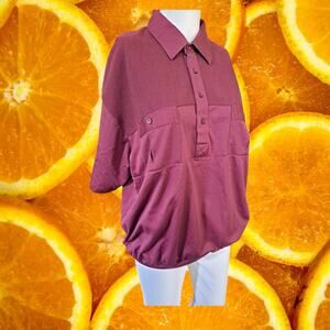 Vintage Palmer Classica Maroon Short Sleeve Ribbed Polo‎ Golf Shirt Size Large